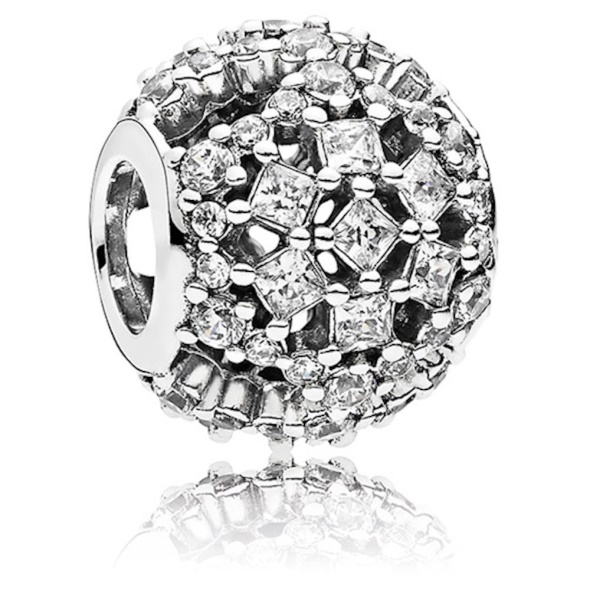 Pandora CA Retired Sterling Silver Snow Flurry Charm with Clear Zirconia