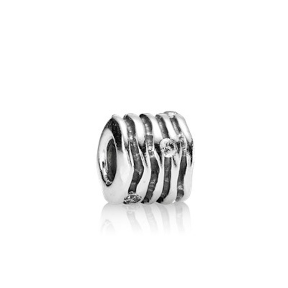 Pandora CA Retired Sterling Silver Swirl Wrap Charm with Clear Cubic Zirconia