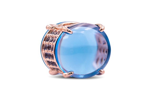 Pandora CA Rose Gold and Blue Oval Cabochon Charm