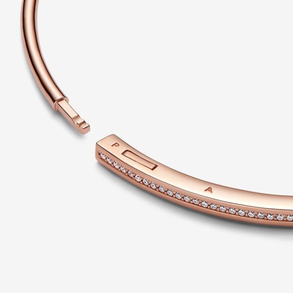 Pandora CA Signature I-D Pave Bangle Rose Gold Plated