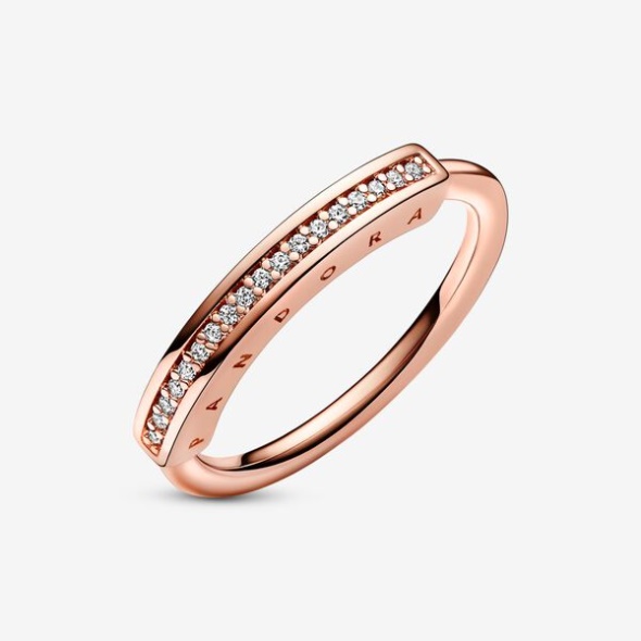 Pandora CA Signature I-D Pave Ring Rose Gold Plated
