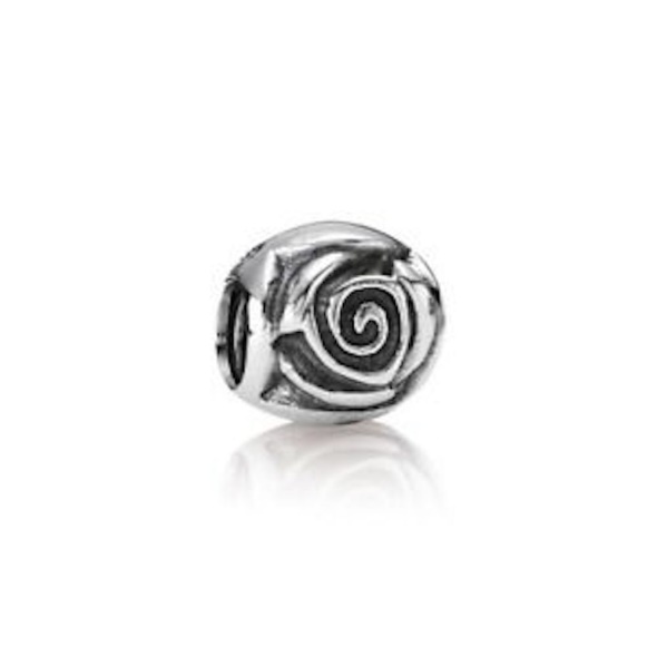 Pandora CA Silver Rose Charm Retired Sterling Silver Rose Bead