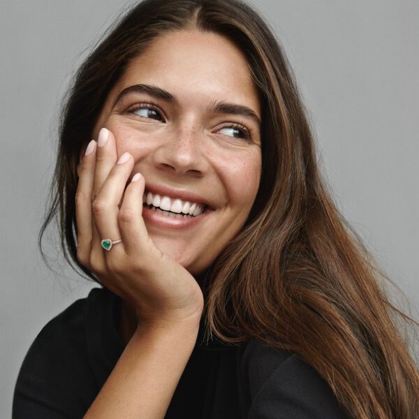 Pandora CA Sparkling Elevated Heart Ring