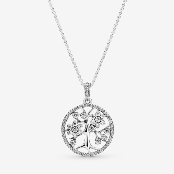 Pandora CA Sparkling Family Tree Necklace