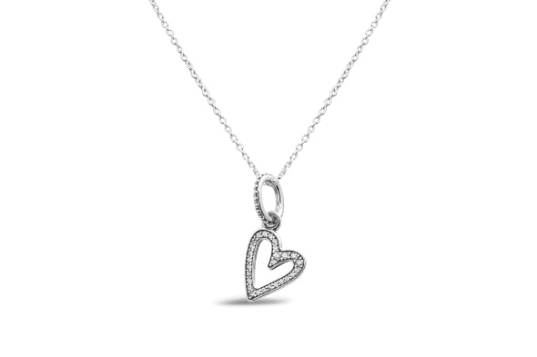 Pandora CA Sparkling Freehand Heart Pendant Necklace