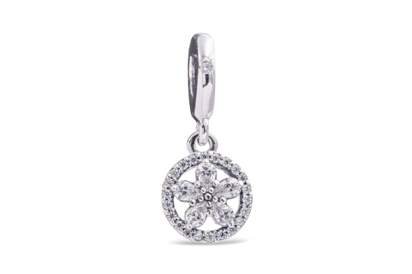 Pandora CA Sparkling Snowflake Circle Dangle Charm