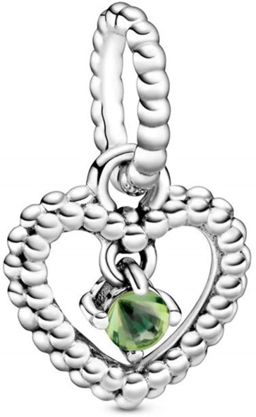 Pandora CA Spring Green Beaded Heart Dangle Charm