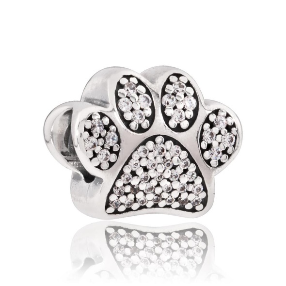 Pandora CA Sterling Silver Gemstone Paw Print Charm