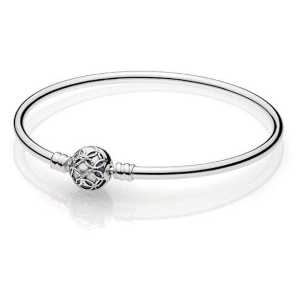 Pandora CA Sterling Silver Pattern of Love Bangle with Hearts