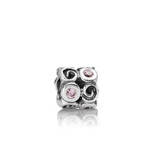 Pandora CA Sterling Silver Swirlies Bead with Pink Zirconia Retired