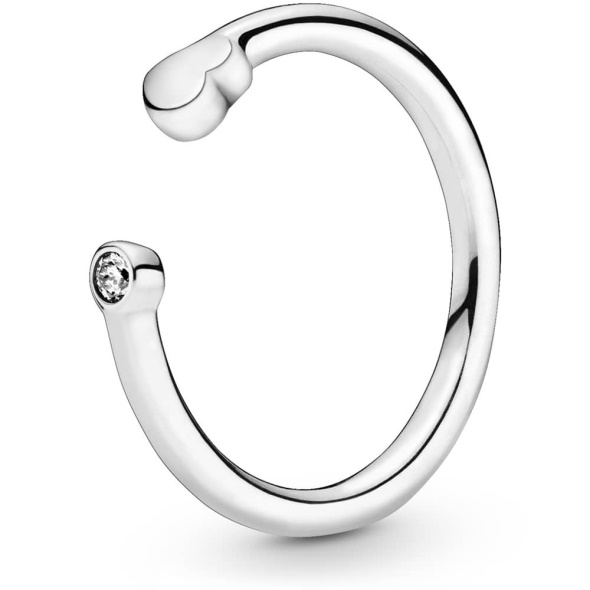 Pandora CA Sterling Silver with Cubic Zirconia Polished Heart Open Ring