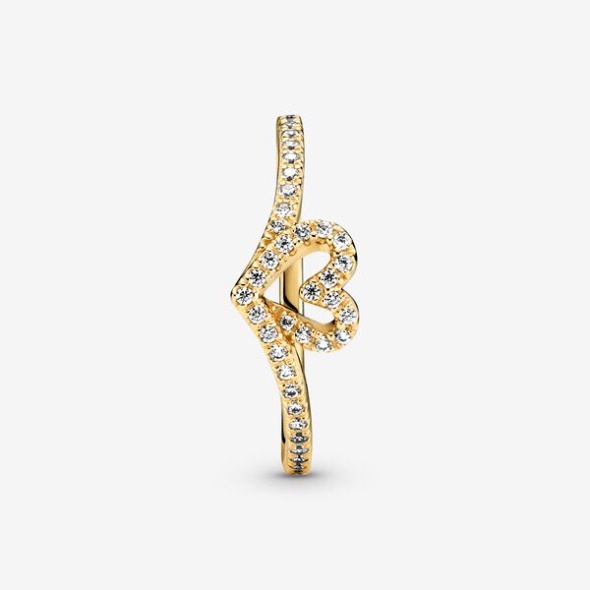 Pandora CA Timeless Wish Sparkling Heart Ring Gold Plated