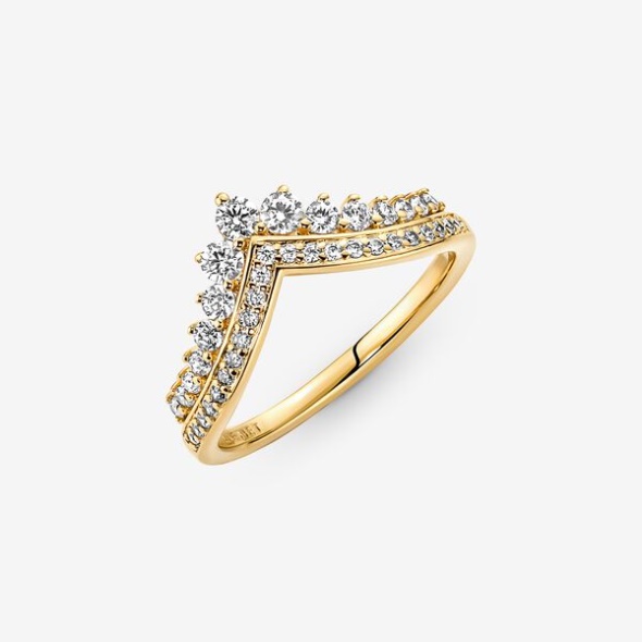 Pandora CA Timeless Wish Tiara Ring Gold Plated