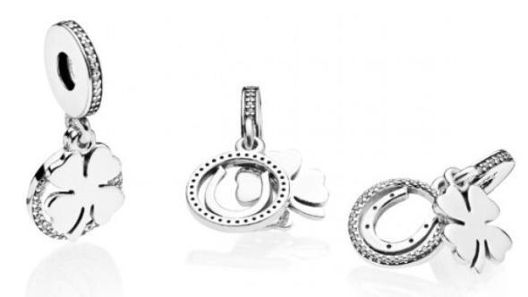 Pandora CA Women Sterling Silver Gemstone Clover Lucky Day Pendant Charm