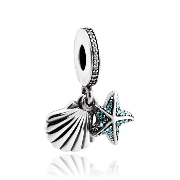 Pandora CA Women Sterling Silver Tropical Starfish Sea Shell Pendant Charm