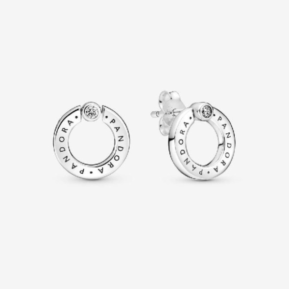 Pave  Logo Circle Reversible Stud Earrings Pandora CA