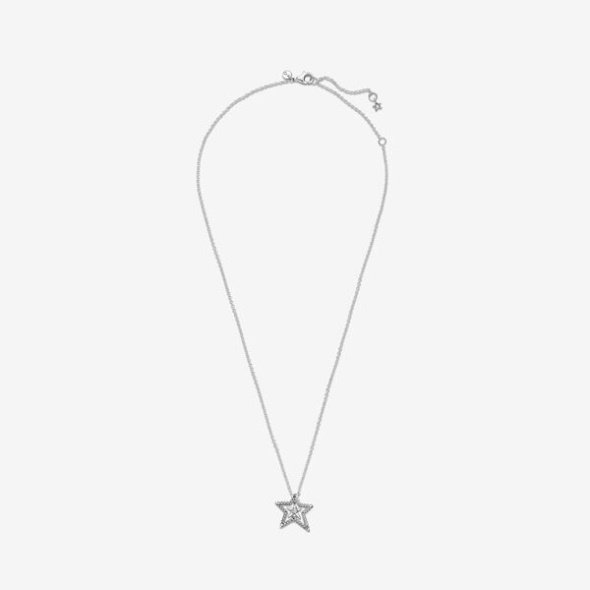 Pave Asymmetric Star Collier Necklace Pandora CA