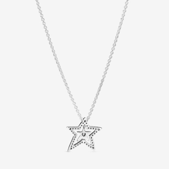 Pave Asymmetric Star Collier Necklace Pandora CA