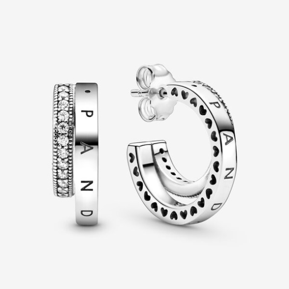 Pave Double Hoop Earrings Pandora CA