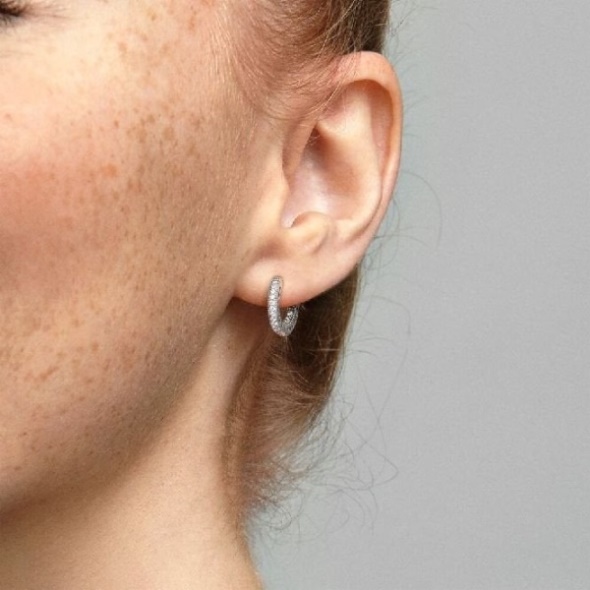 Pave Heart Hoop Earrings Pandora CA