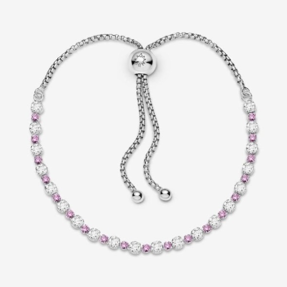 Pink  Clear Pandora CA Sparkle Slider Bracelet