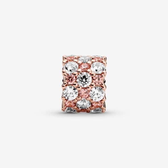 Pink Clear Sparkle Charm Pandora CA Rose Gold Plated