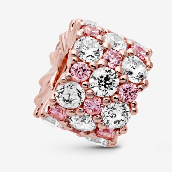 Pink Clear Sparkle Charm Pandora CA Rose Gold Plated