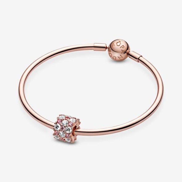 Pink Clear Sparkle Charm Pandora CA Rose Gold Plated
