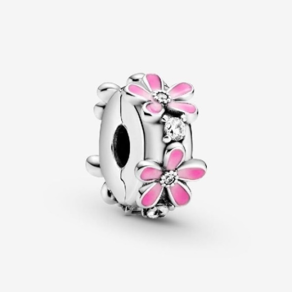 Pink Daisy Flower Clip Charm Pandora CA