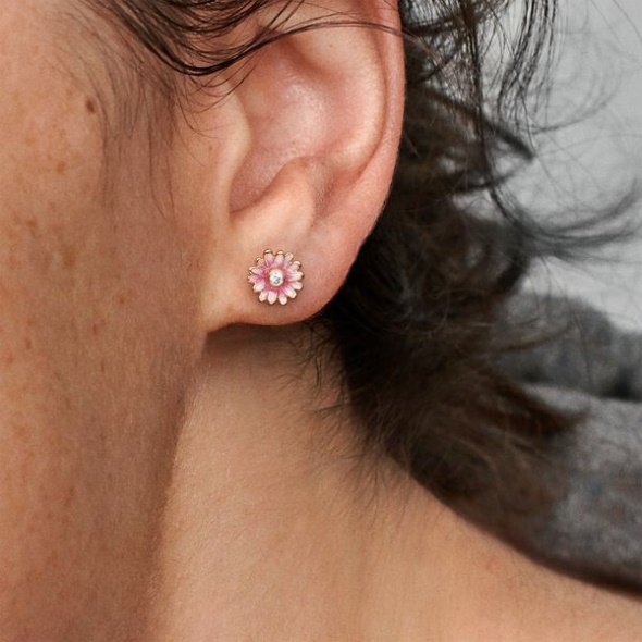 Pink Daisy Flower Stud Earrings Pandora CA