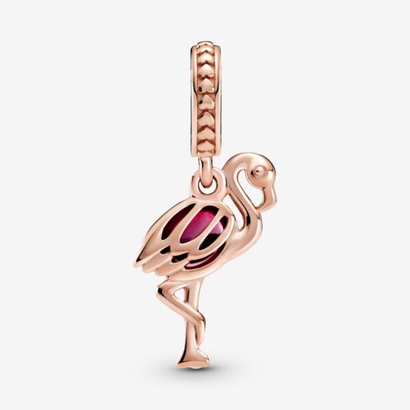 Pink Murano Glass Flamingo Dangle Charm Pandora CA