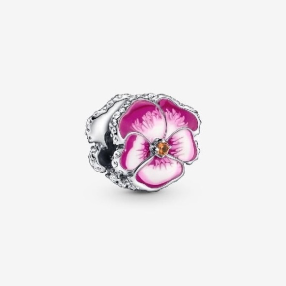 Pink Pansy Flower Charm Pandora CA