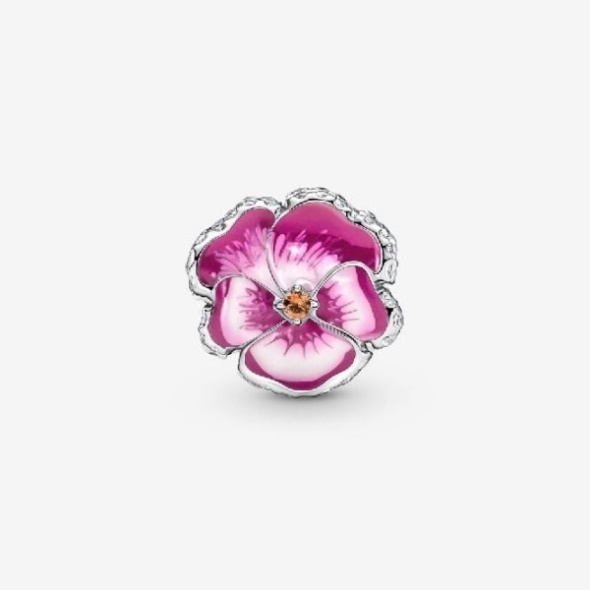 Pink Pansy Flower Charm Pandora CA