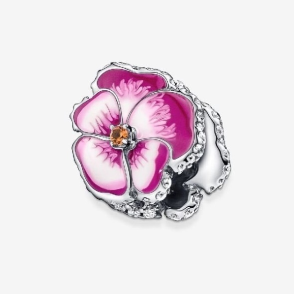 Pink Pansy Flower Charm Pandora CA