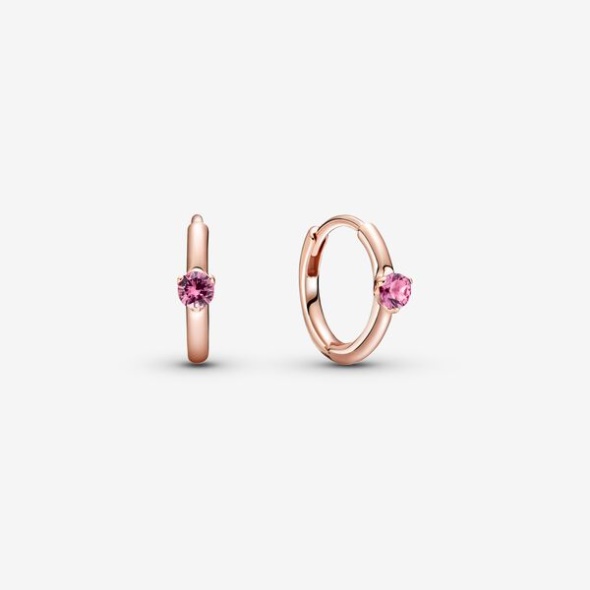 Pink Solitaire Huggie Hoop Earrings Pandora CA