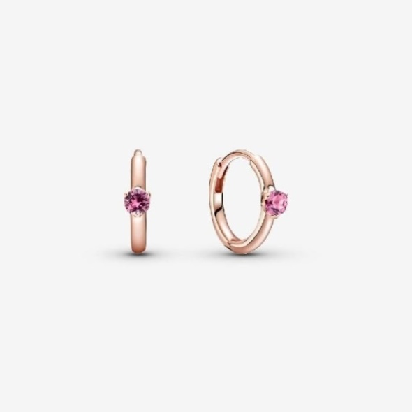 Pink Solitaire Huggie Hoop Earrings Pandora CA