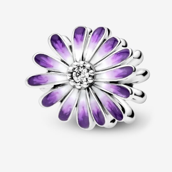 Purple Daisy Charm Pandora CA Sterling Silver