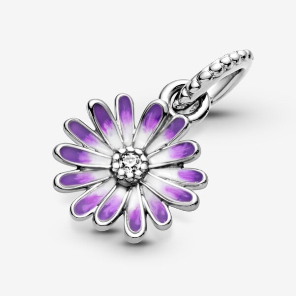 Purple Daisy Dangle Charm Pandora CA Sterling Silver