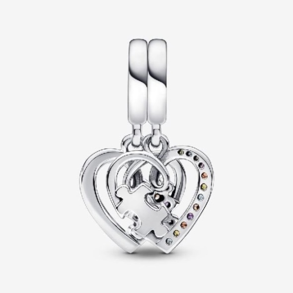 Puzzle Piece Hearts Splittable Friendship Dangle Charms Pandora CA