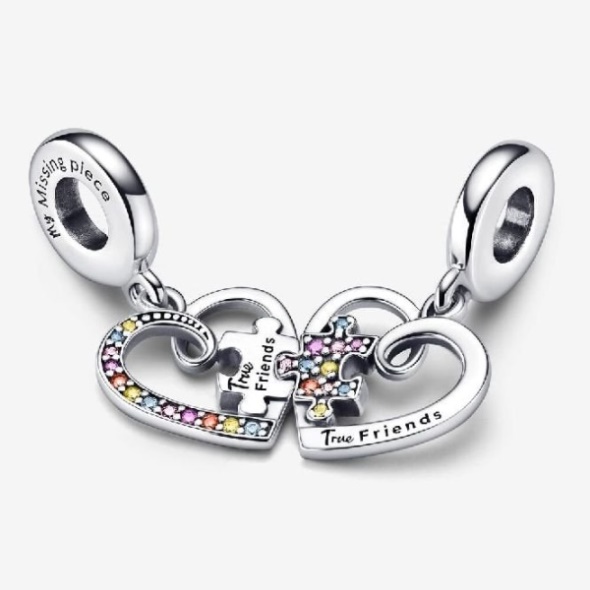 Puzzle Piece Hearts Splittable Friendship Dangle Charms Pandora CA