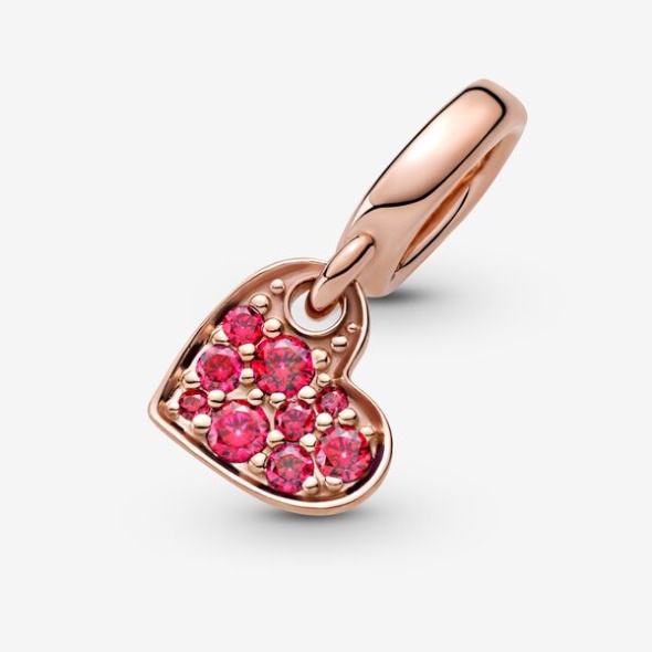 Red Pave Tilted Heart Dangle Charm Pandora CA