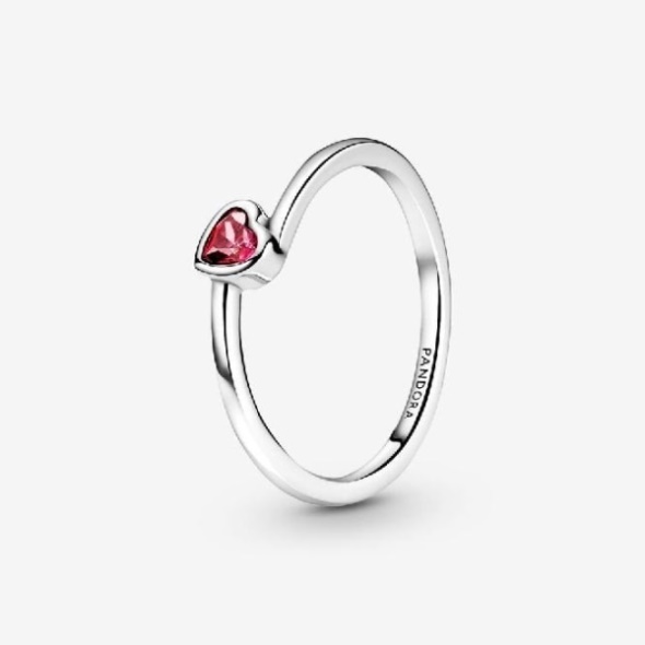 Red Tilted Heart Brand Solitaire Ring Pandora CA