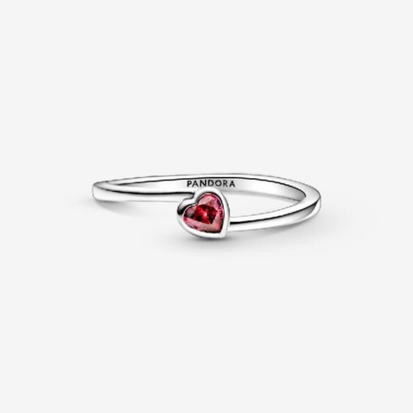 Red Tilted Heart Brand Solitaire Ring Pandora CA