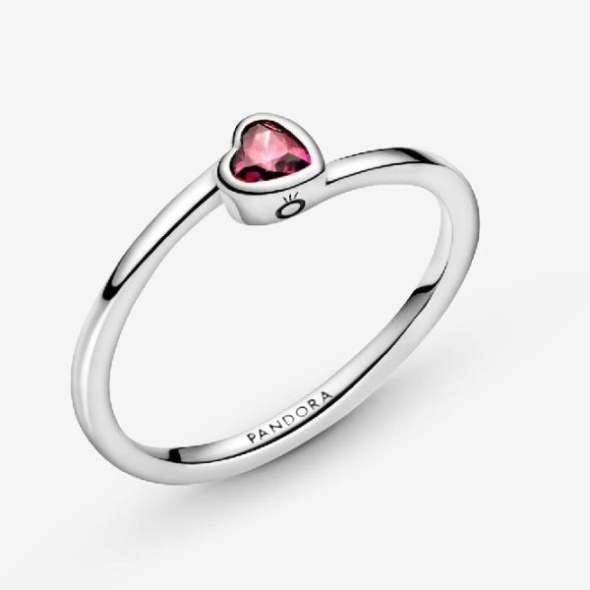 Red Tilted Heart Pandora CA Solitaire Ring