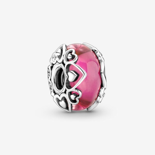 Reveal Your Love Pink Murano Glass Charm Pandora CA