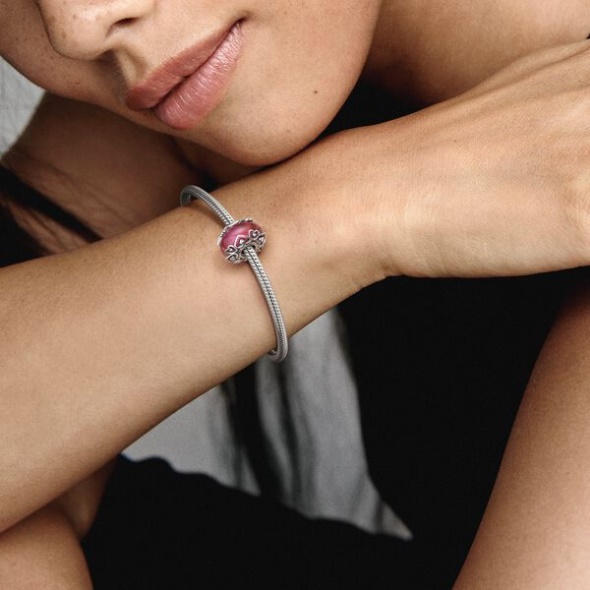 Reveal Your Love Pink Murano Glass Charm Pandora CA