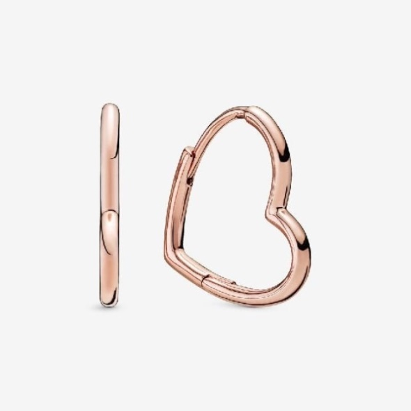 Rose Asymmetric Heart Hoop Earrings Pandora CA