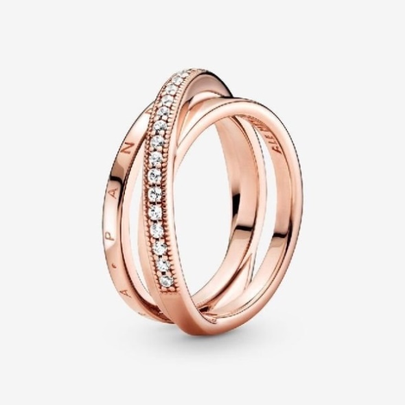 Rose Crossover Pave Triple Band Ring Pandora CA