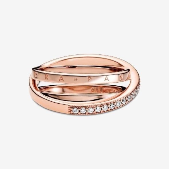 Rose Crossover Pave Triple Band Ring Pandora CA