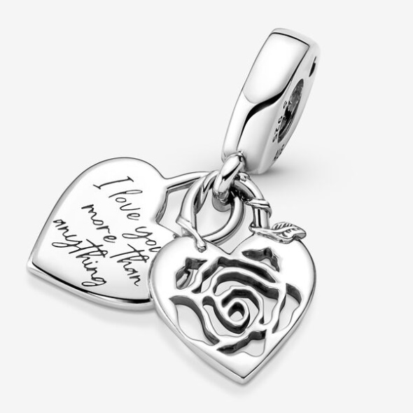 Rose Heart Padlock Dangle Charm Pandora CA